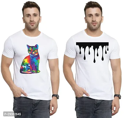 Reliable White Polycotton Printed T-Shirt For Men Pack Of 2-thumb0