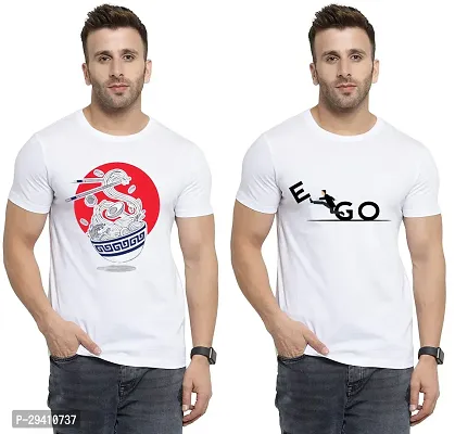 Comfortable White Polycotton Tees For Men Pack Of 2