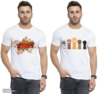 Reliable White Polycotton Printed T-Shirt For Men Pack Of 2-thumb0