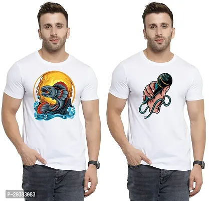 Reliable White Polycotton Printed T-Shirt For Men Pack Of 2-thumb0