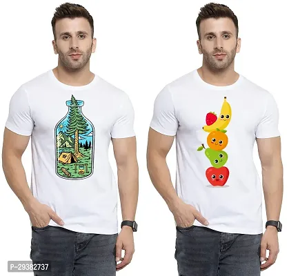 Reliable White Polycotton Printed T-Shirt For Men Pack Of 2-thumb0