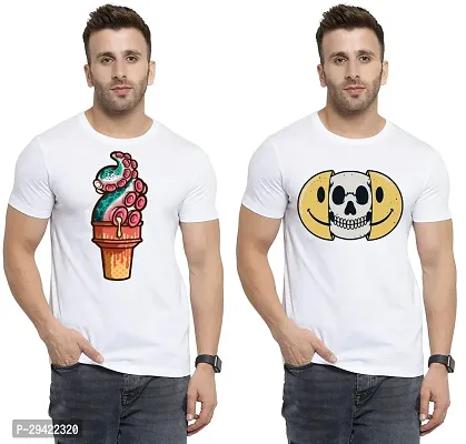 Stylish White Polycotton T-Shirt For Men Pack Of 2-thumb0