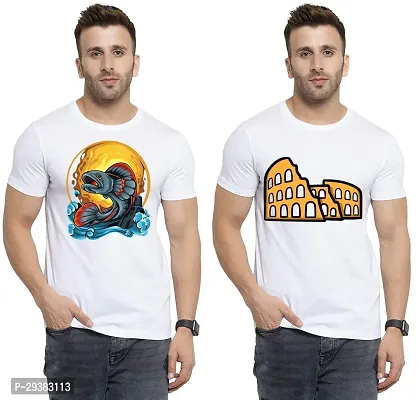 Reliable White Polycotton Printed T-Shirt For Men Pack Of 2-thumb0