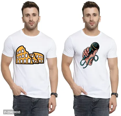 Stylish White Polycotton T-Shirt For Men Pack Of 2