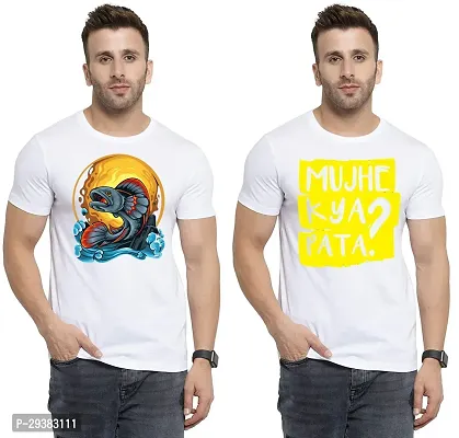 Reliable White Polycotton Printed T-Shirt For Men Pack Of 2-thumb0