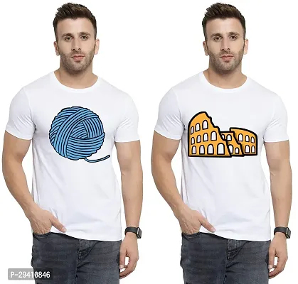 Comfortable White Polycotton Tees For Men Pack Of 2