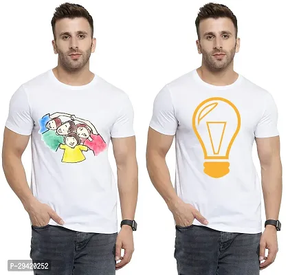 Stylish White Polycotton T-Shirt For Men Pack Of 2