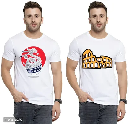 Comfortable White Polycotton Tees For Men Pack Of 2