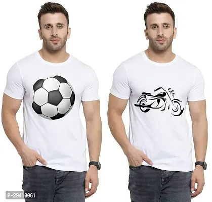 Comfortable White Polycotton Tees For Men Pack Of 2