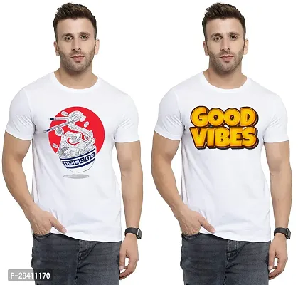 Comfortable White Polycotton Tees For Men Pack Of 2