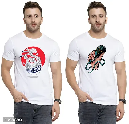 Reliable White Polycotton Printed T-Shirt For Men Pack Of 2-thumb0