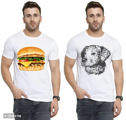 Comfortable White Polycotton Tees For Men Pack Of 2