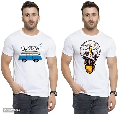 Stylish White Polycotton T-Shirt For Men Pack Of 2