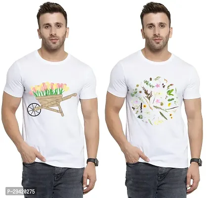 Stylish White Polycotton T-Shirt For Men Pack Of 2