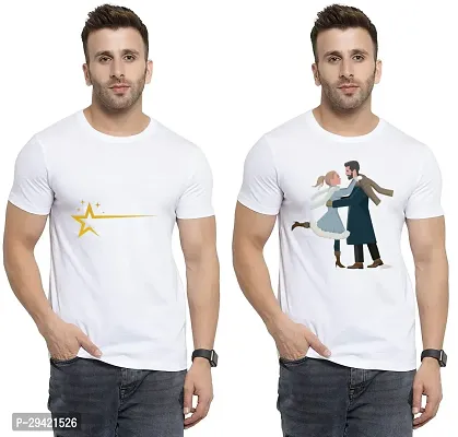 Stylish White Polycotton T-Shirt For Men Pack Of 2