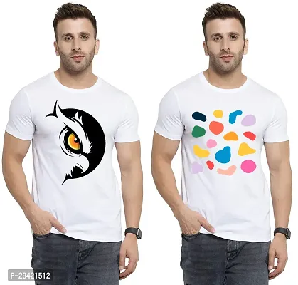 Stylish White Polycotton T-Shirt For Men Pack Of 2