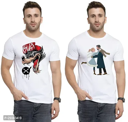 Reliable White Polycotton Printed T-Shirt For Men Pack Of 2-thumb0