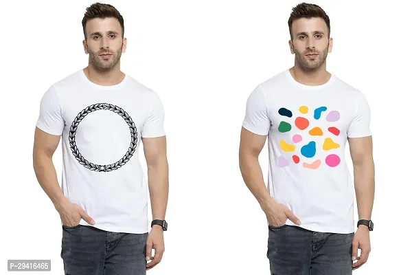 Comfortable White Polycotton Tees For Men Pack Of 2