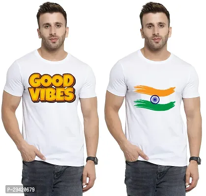 Stylish White Polycotton T-Shirt For Men Pack Of 2-thumb0