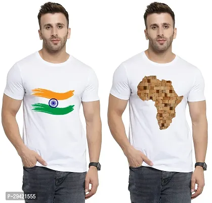 Stylish White Polycotton T-Shirt For Men Pack Of 2