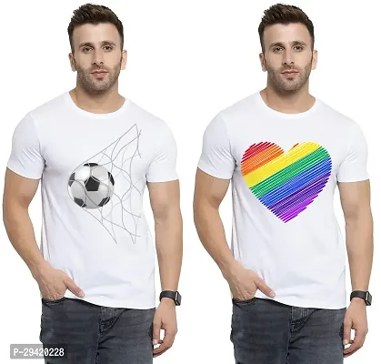 Stylish White Polycotton T-Shirt For Men Pack Of 2