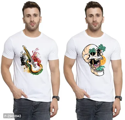 Stylish White Polycotton T-Shirt For Men Pack Of 2-thumb0