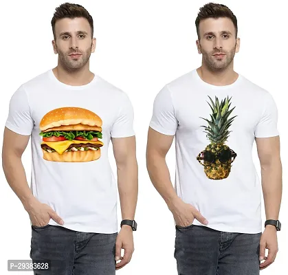 Reliable White Polycotton Printed T-Shirt For Men Pack Of 2-thumb0