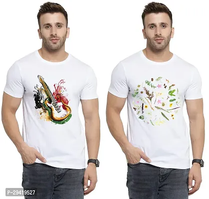 Stylish White Polycotton T-Shirt For Men Pack Of 2-thumb0