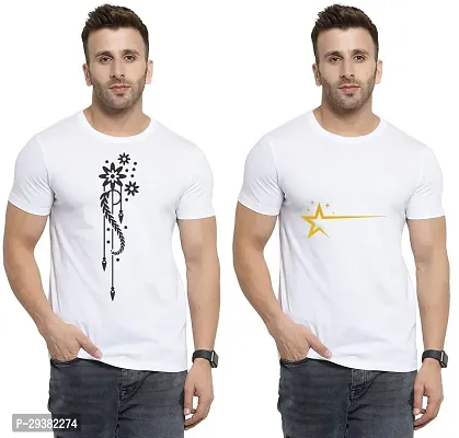 Reliable White Polycotton Printed T-Shirt For Men Pack Of 2-thumb0