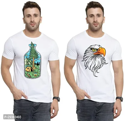 Reliable White Polycotton Printed T-Shirt For Men Pack Of 2