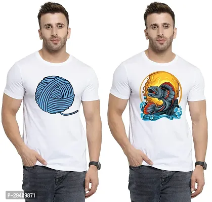 Comfortable White Polycotton Tees For Men Pack Of 2