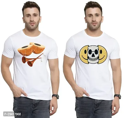 Stylish White Polycotton T-Shirt For Men Pack Of 2