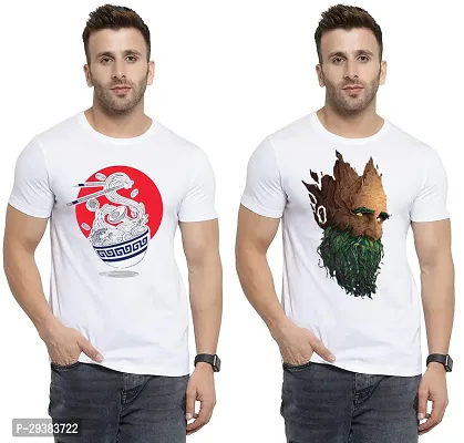 Reliable White Polycotton Printed T-Shirt For Men Pack Of 2-thumb0