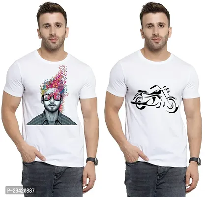 Stylish White Polycotton T-Shirt For Men Pack Of 2