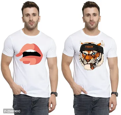 Comfortable White Polycotton Tees For Men Pack Of 2