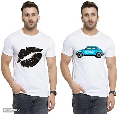 Stylish White Polycotton T-Shirt For Men Pack Of 2