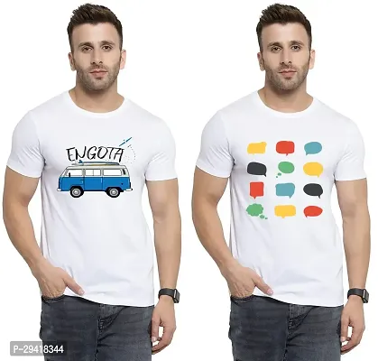 Stylish White Polycotton T-Shirt For Men Pack Of 2