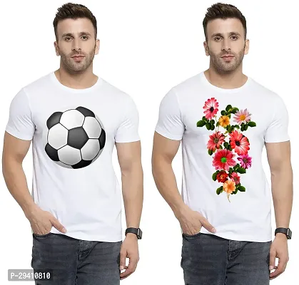 Comfortable White Polycotton Tees For Men Pack Of 2