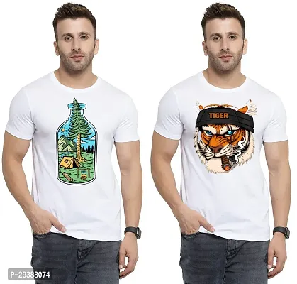 Reliable White Polycotton Printed T-Shirt For Men Pack Of 2-thumb0