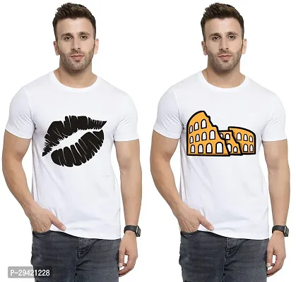 Stylish White Polycotton T-Shirt For Men Pack Of 2