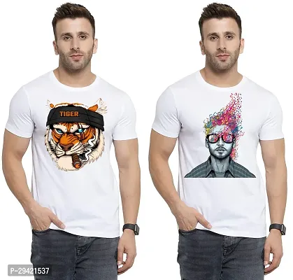 Stylish White Polycotton T-Shirt For Men Pack Of 2