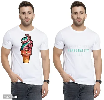 Stylish White Polycotton T-Shirt For Men Pack Of 2-thumb0