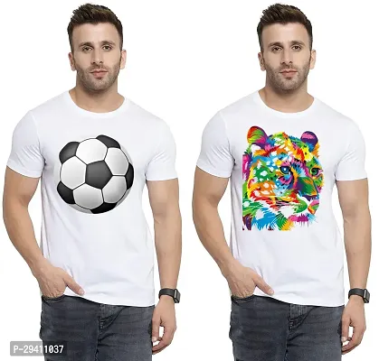 Comfortable White Polycotton Tees For Men Pack Of 2