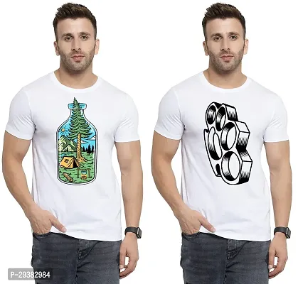 Reliable White Polycotton Printed T-Shirt For Men Pack Of 2-thumb0