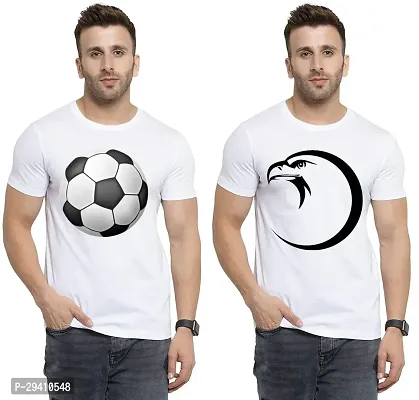 Comfortable White Polycotton Tees For Men Pack Of 2