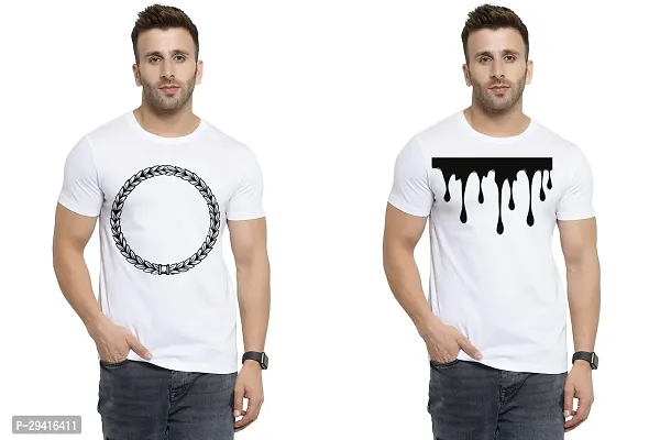 Comfortable White Polycotton Tees For Men Pack Of 2