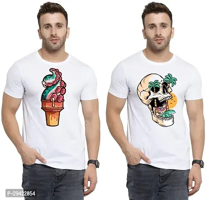 Stylish White Polycotton T-Shirt For Men Pack Of 2