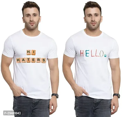 Comfortable White Polycotton Tees For Men Pack Of 2