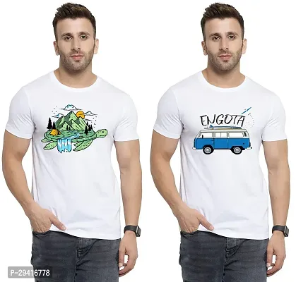 Comfortable White Polycotton Tees For Men Pack Of 2