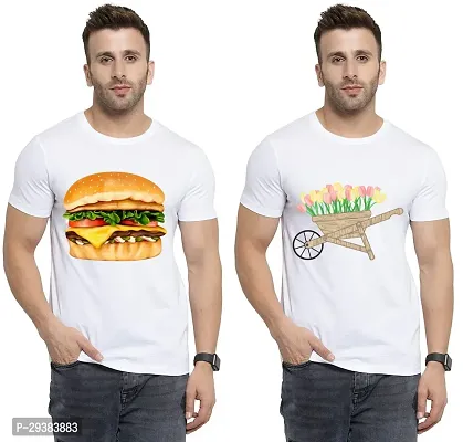 Reliable White Polycotton Printed T-Shirt For Men Pack Of 2